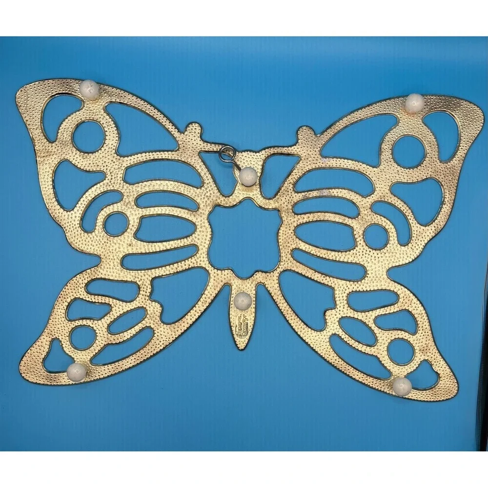 Leonard Set of 2 Butterfly Trivets Silverplate Vintage Wall Decor Silver 7x10